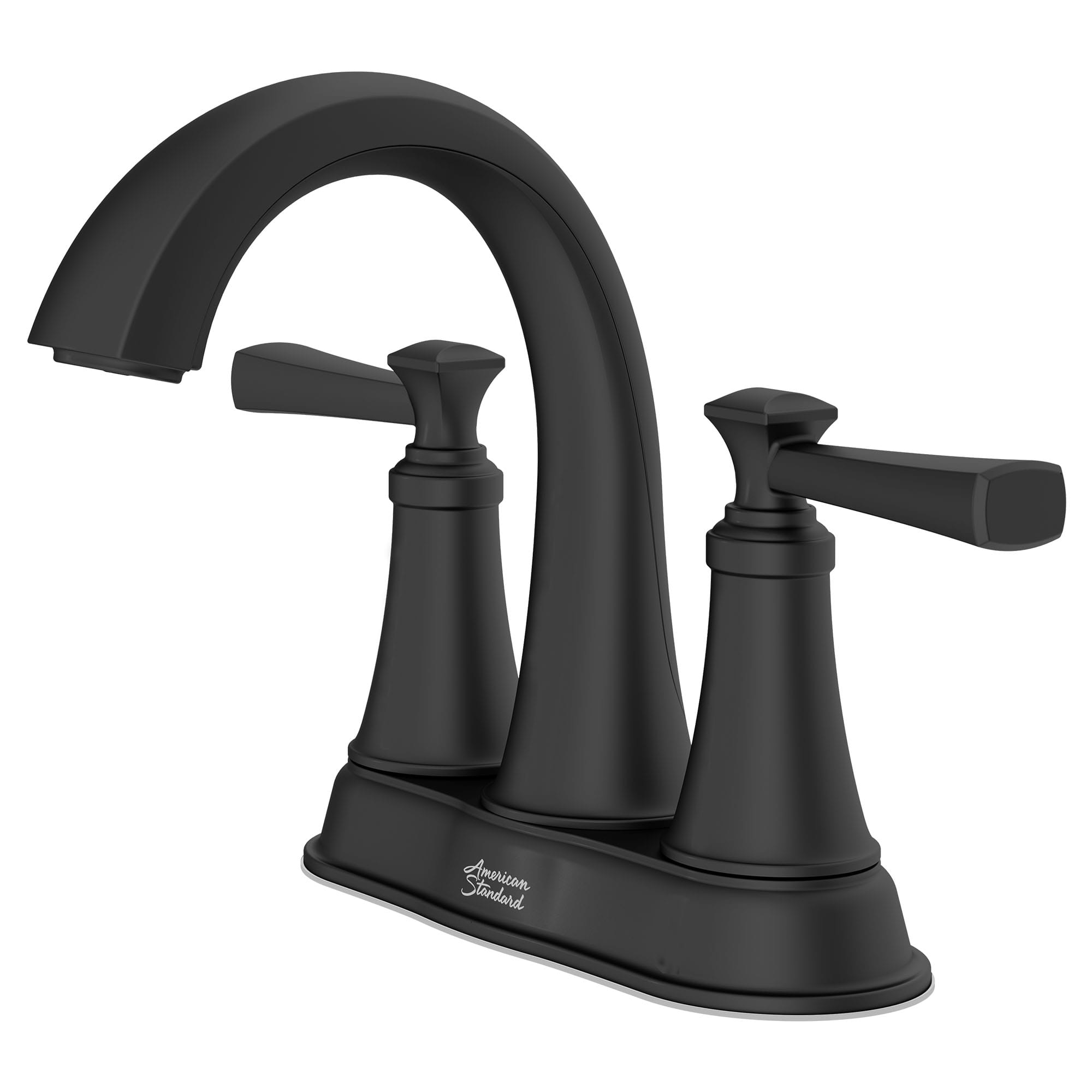 Rumson 4 In Centerset 2 Handle Bathroom Faucet 12 GPM with Lever Handles MATTE BLACK (FITTINGS)
